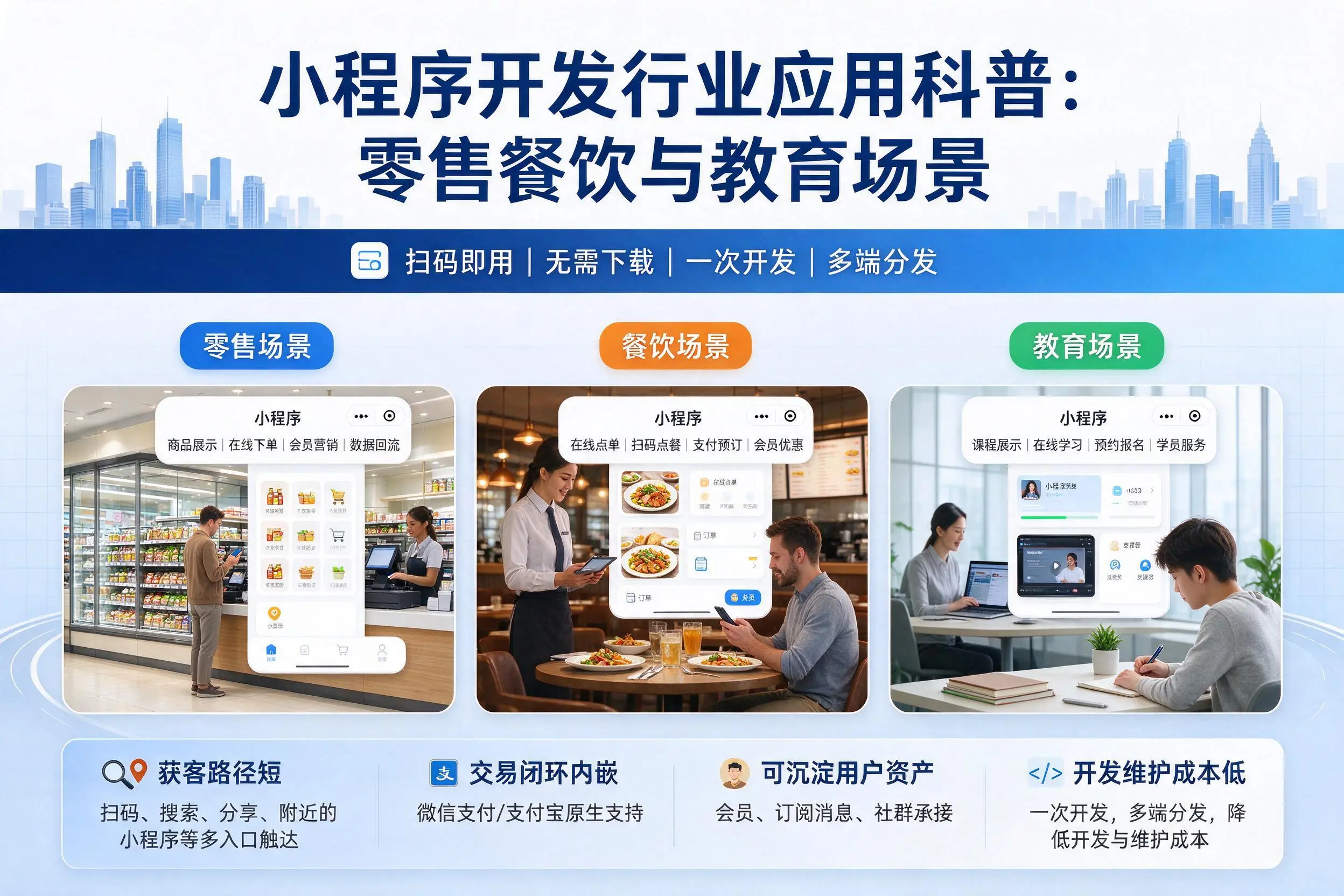 哈尔滨小程序开发行业应用科普：零售餐饮与教育场景