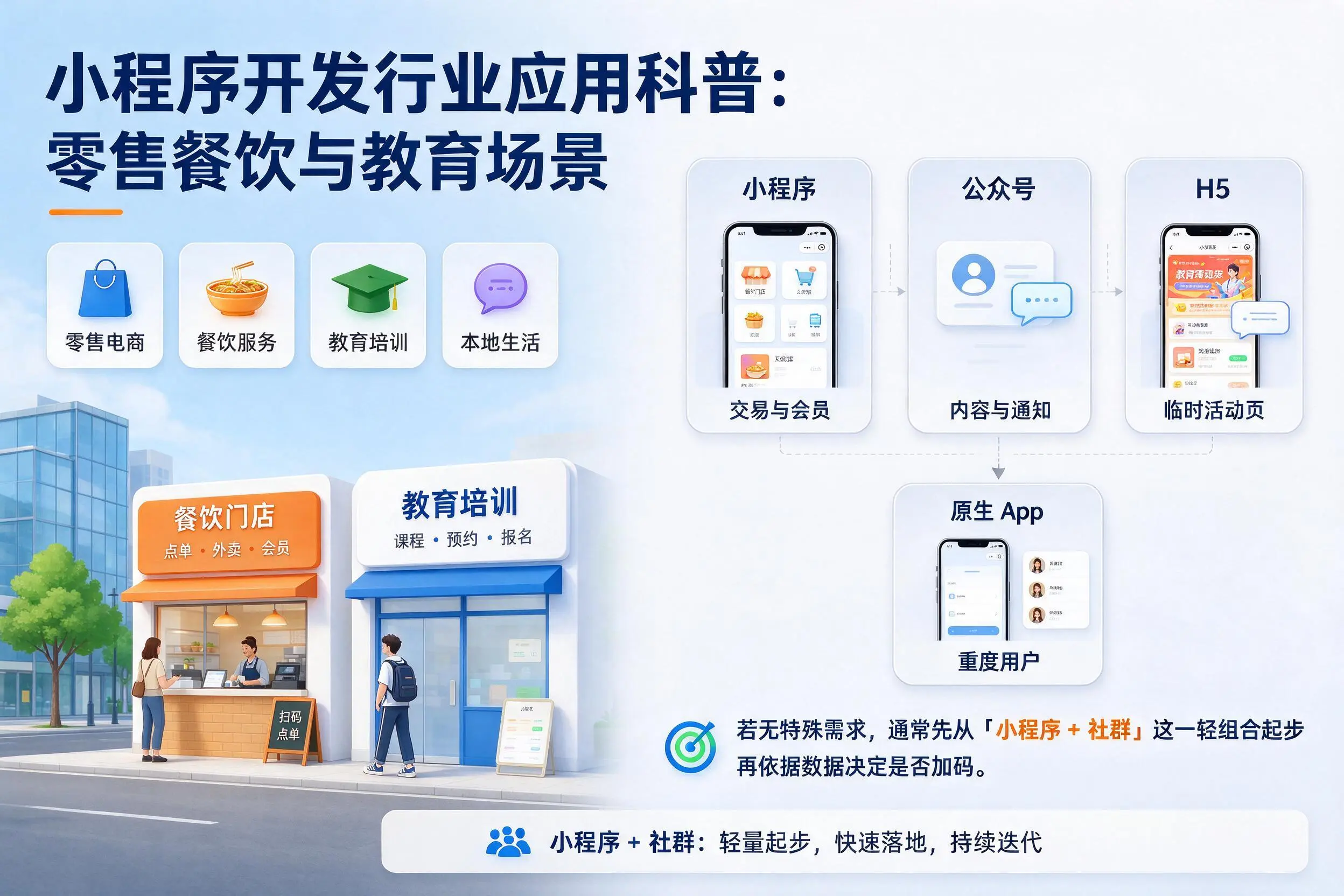 哈尔滨小程序开发行业应用科普：零售餐饮与教育场景