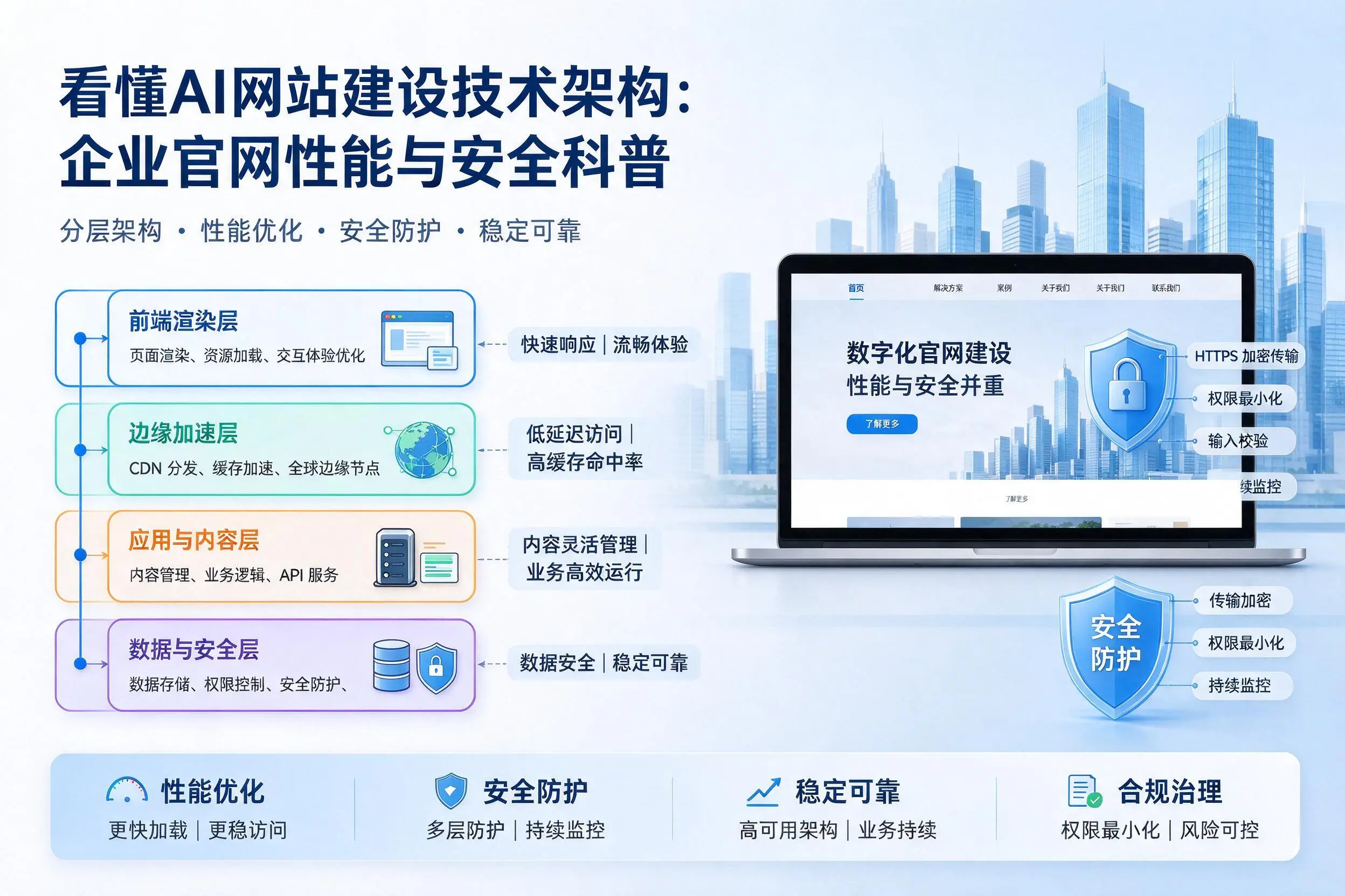 看懂AI网站建设技术架构：哈尔滨企业官网性能与安全科普