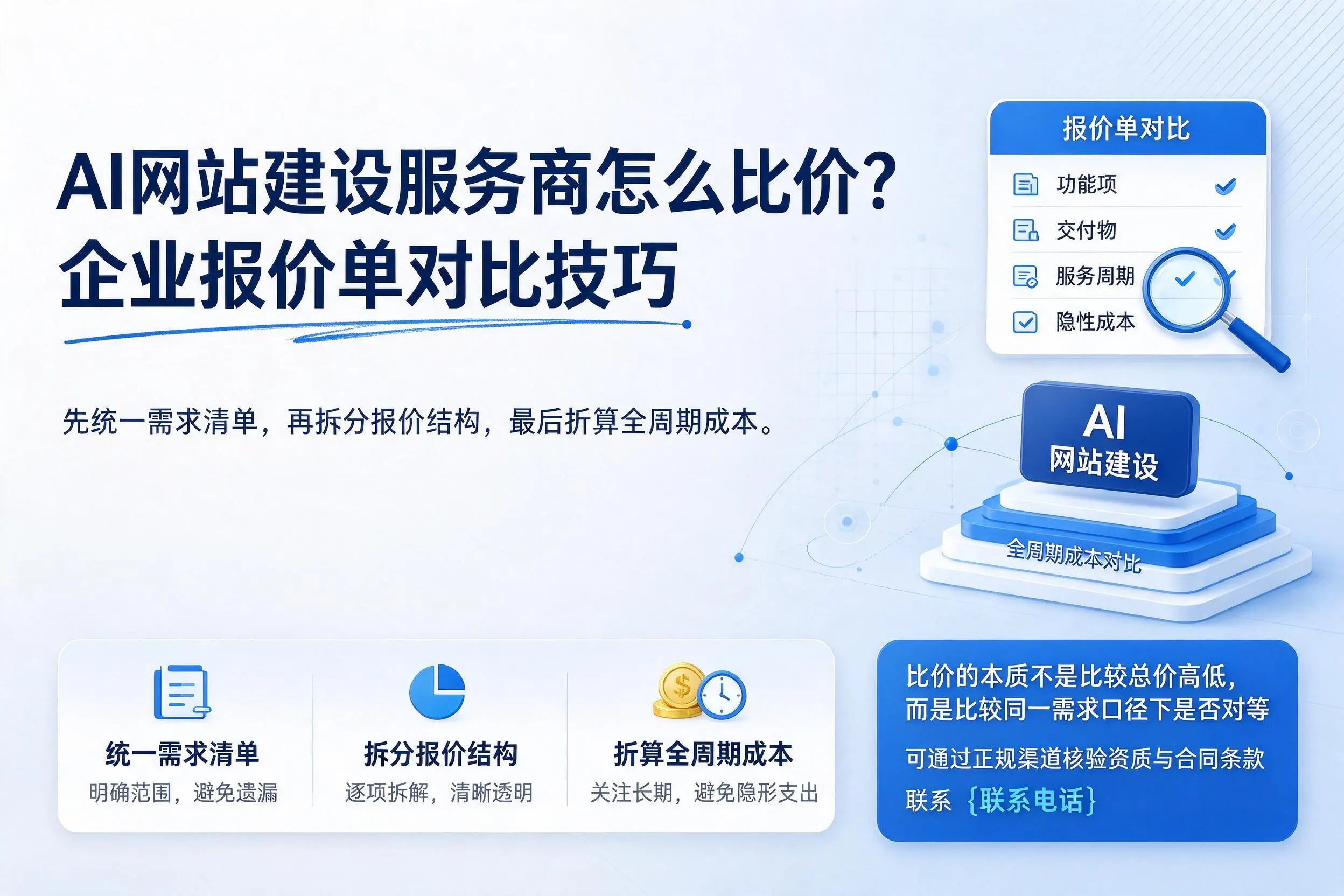 AI网站建设服务商怎么比价？哈尔滨企业报价单对比技巧