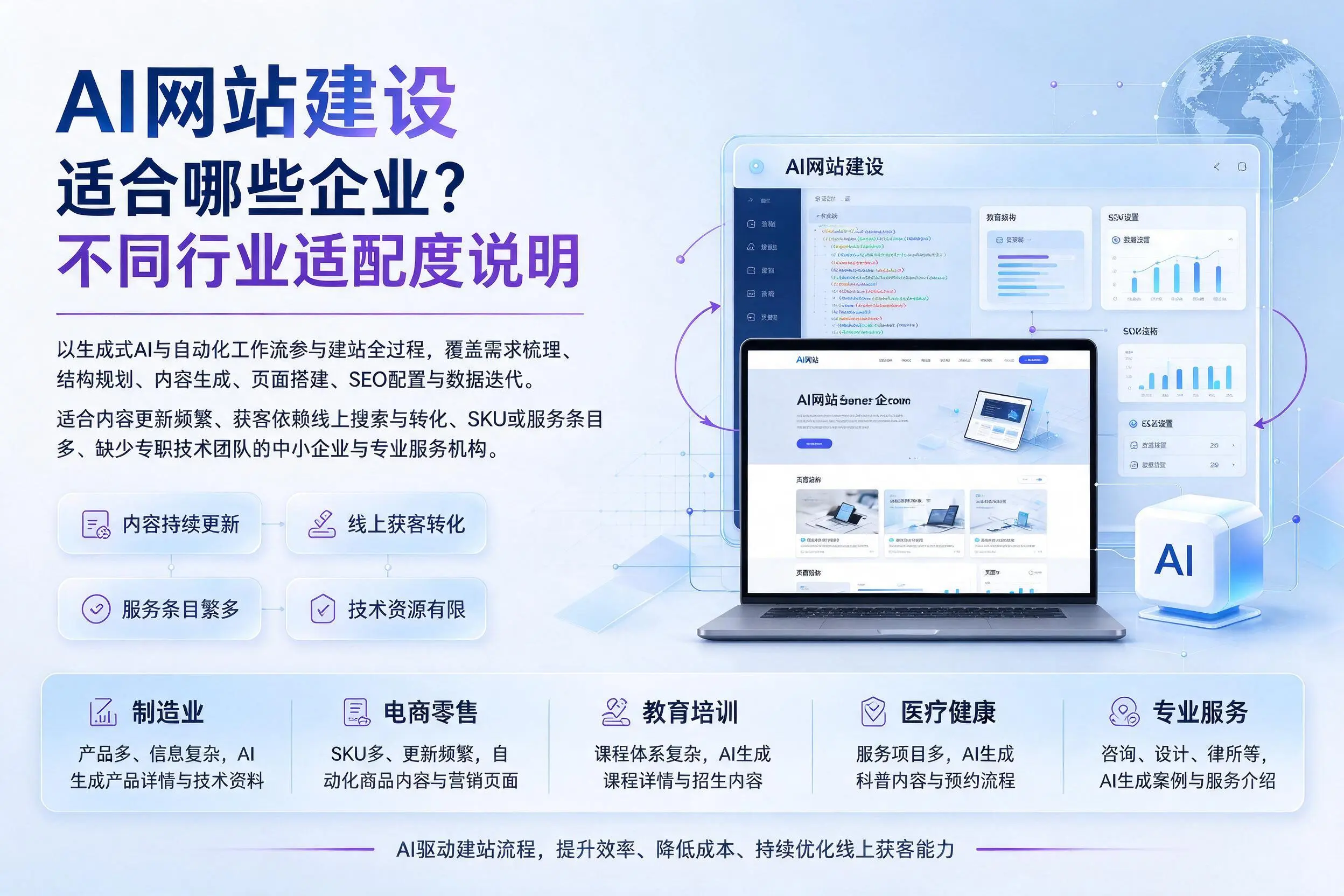 AI网站建设适合哪些企业？哈尔滨不同行业适配度说明